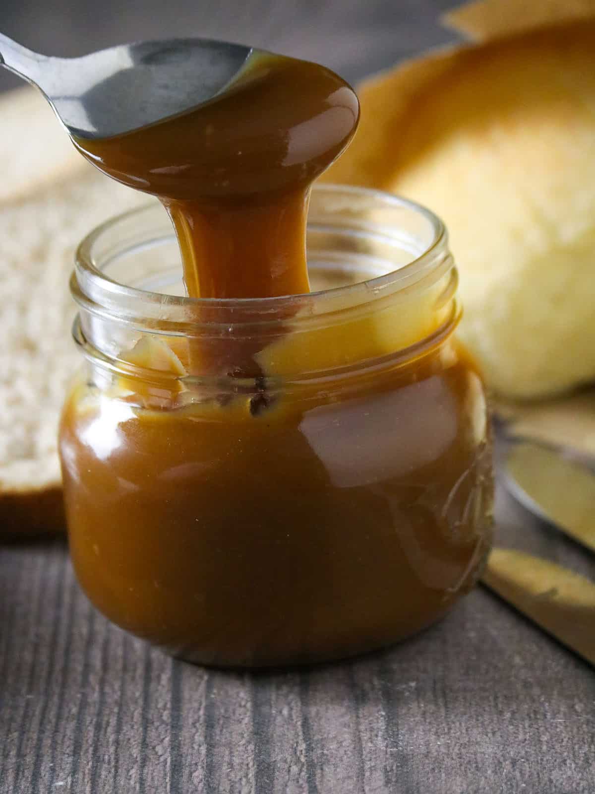 serving coconut jam with a spoon