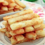 fried tikoy pieces on a serving plate