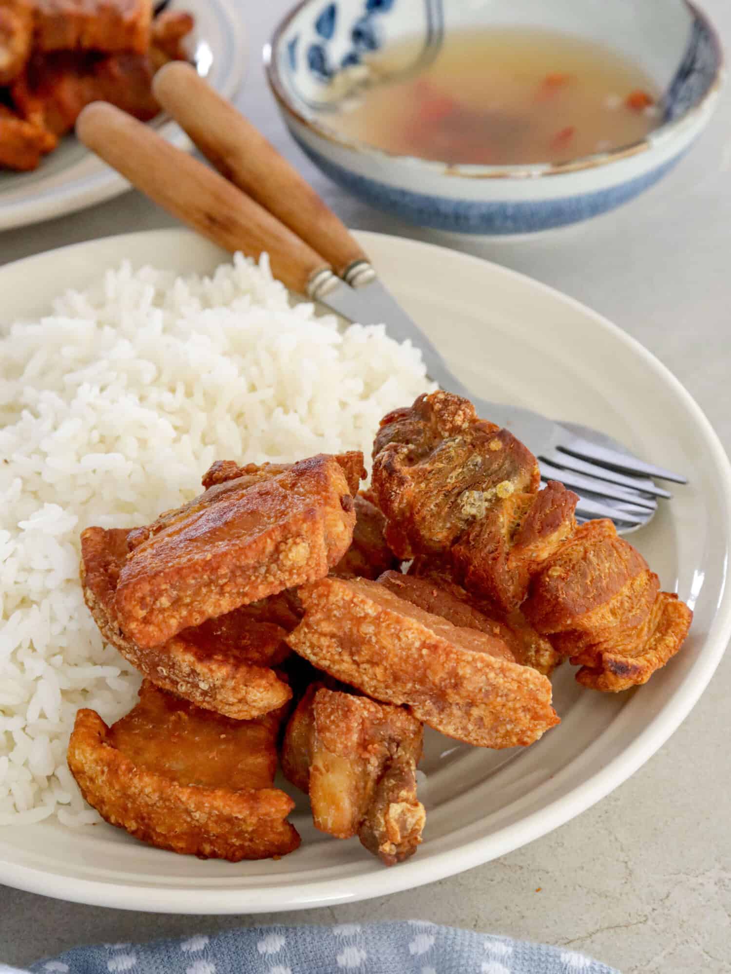 Pinakupsan on a white plate with a side of steamed rice.