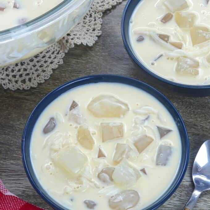 White Salad in blue bowls