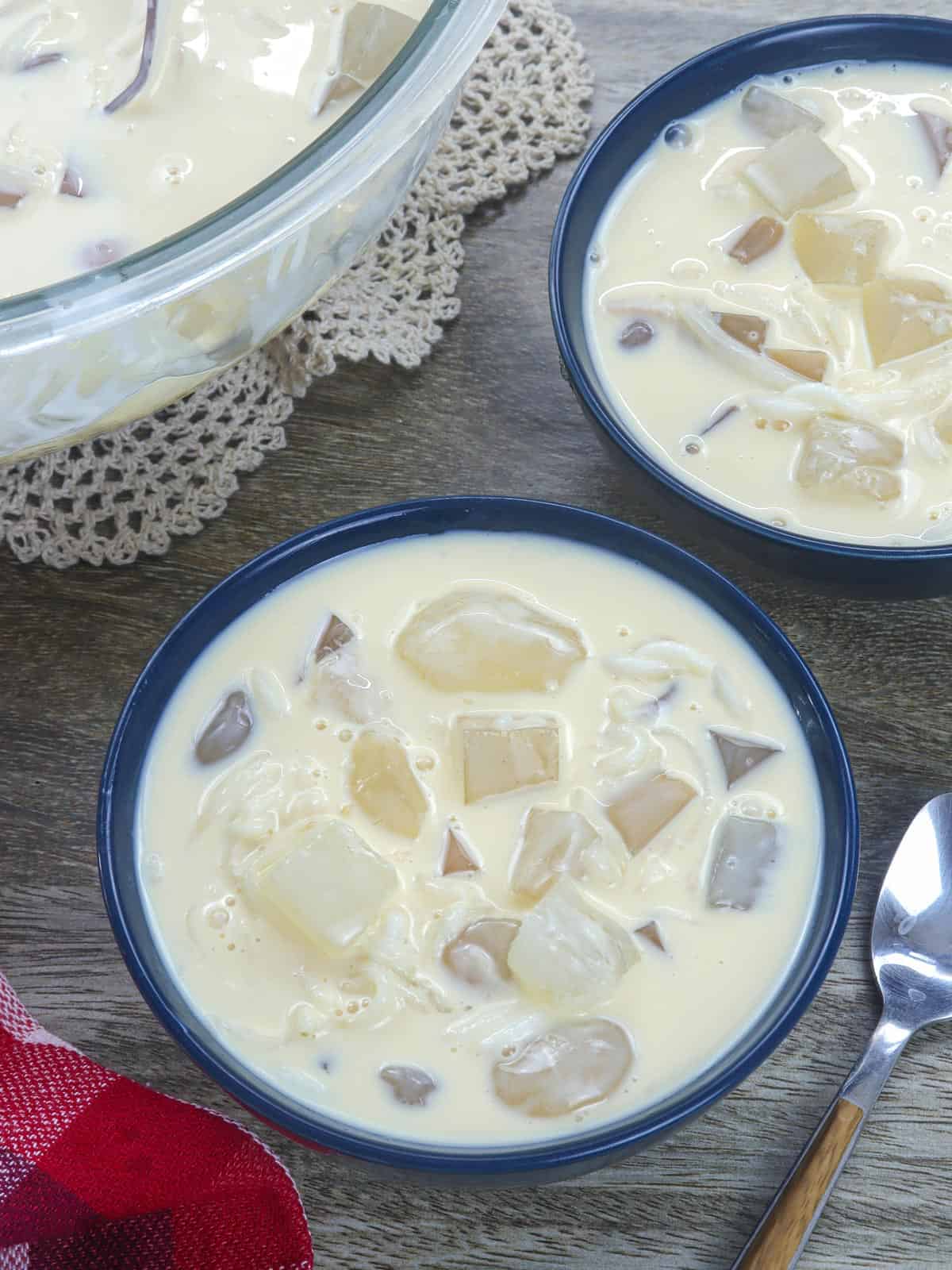 White Salad in blue bowls