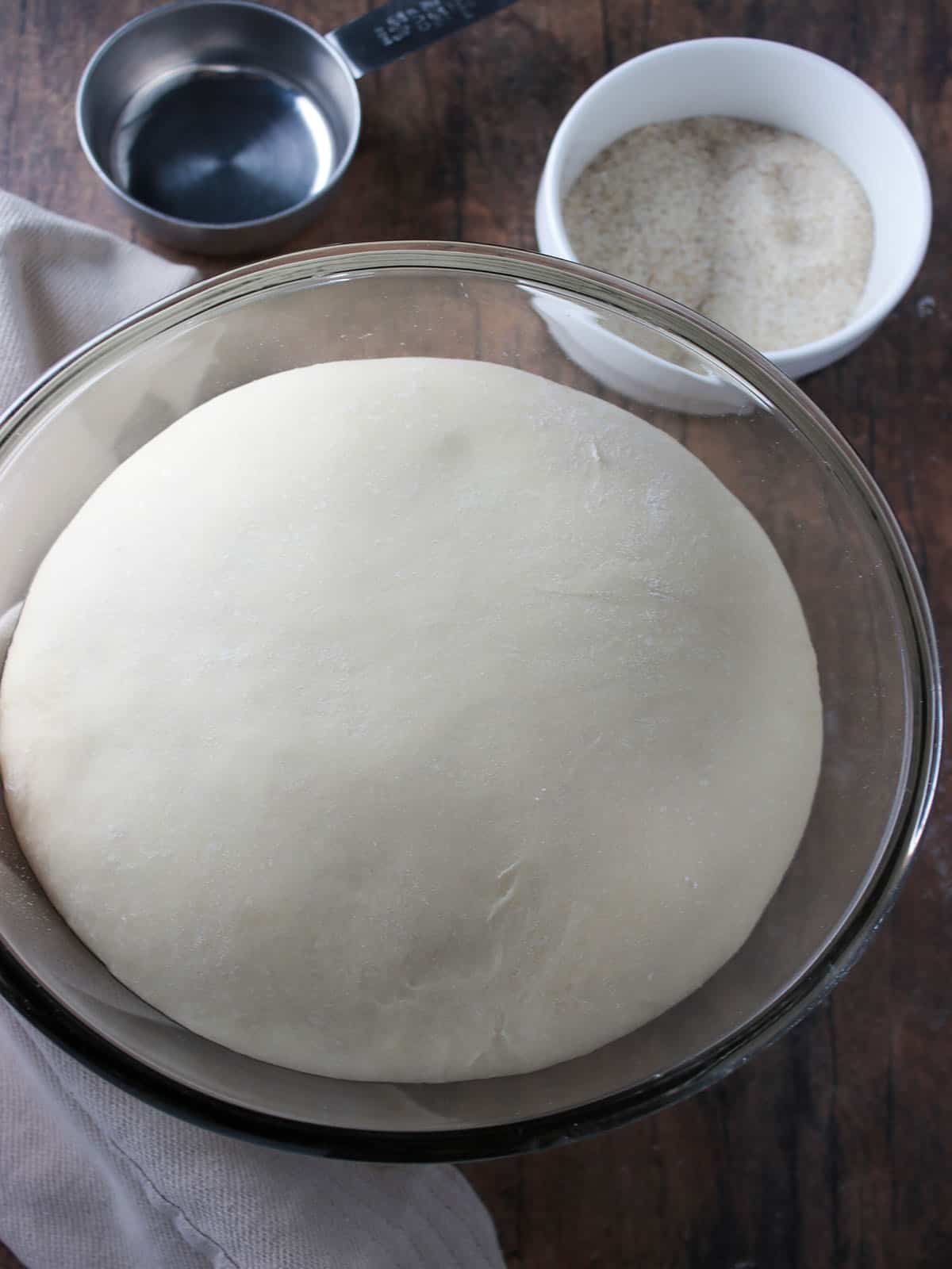 rising dough in bowl