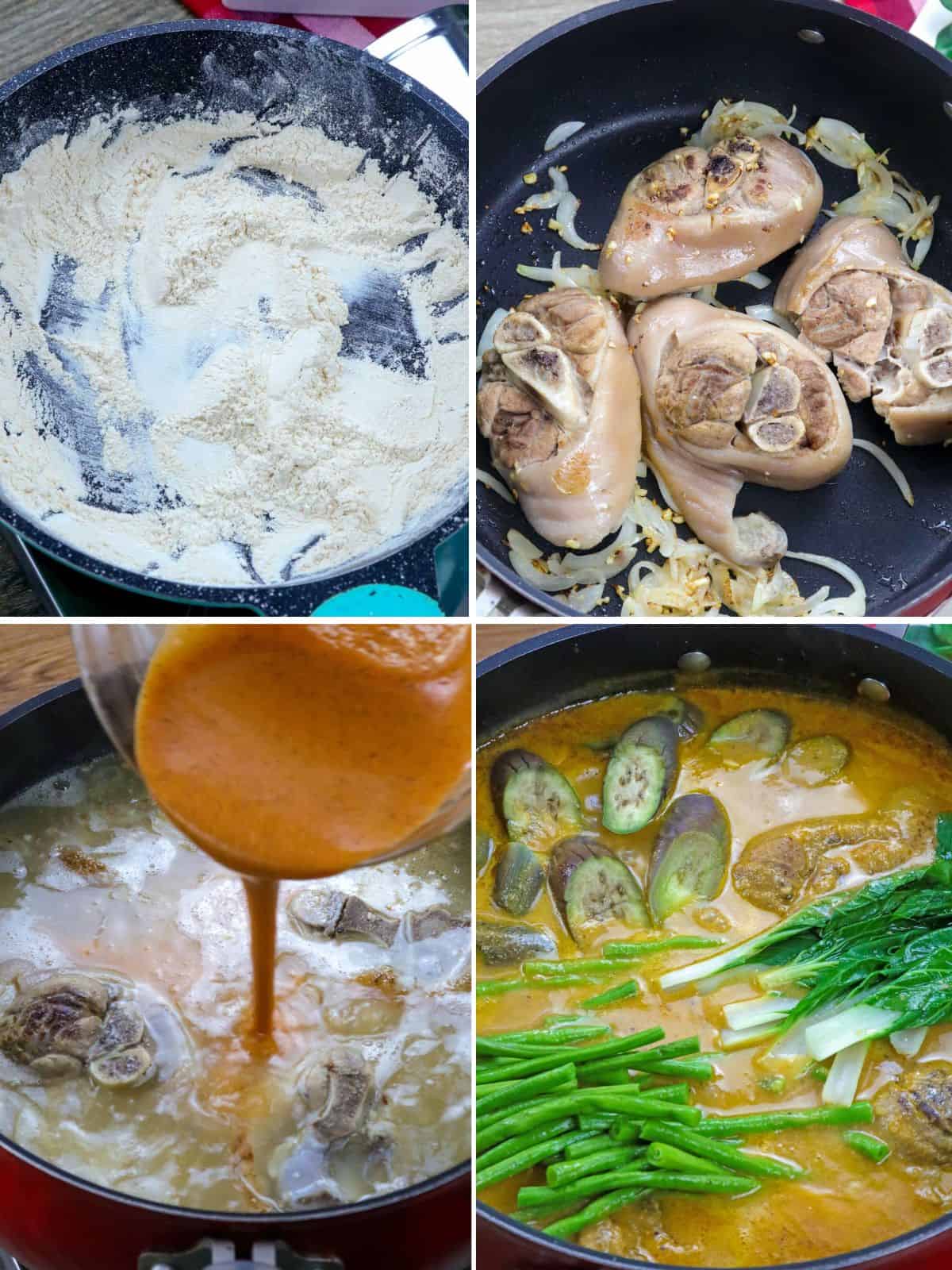 making kare-kareng pata in a pot