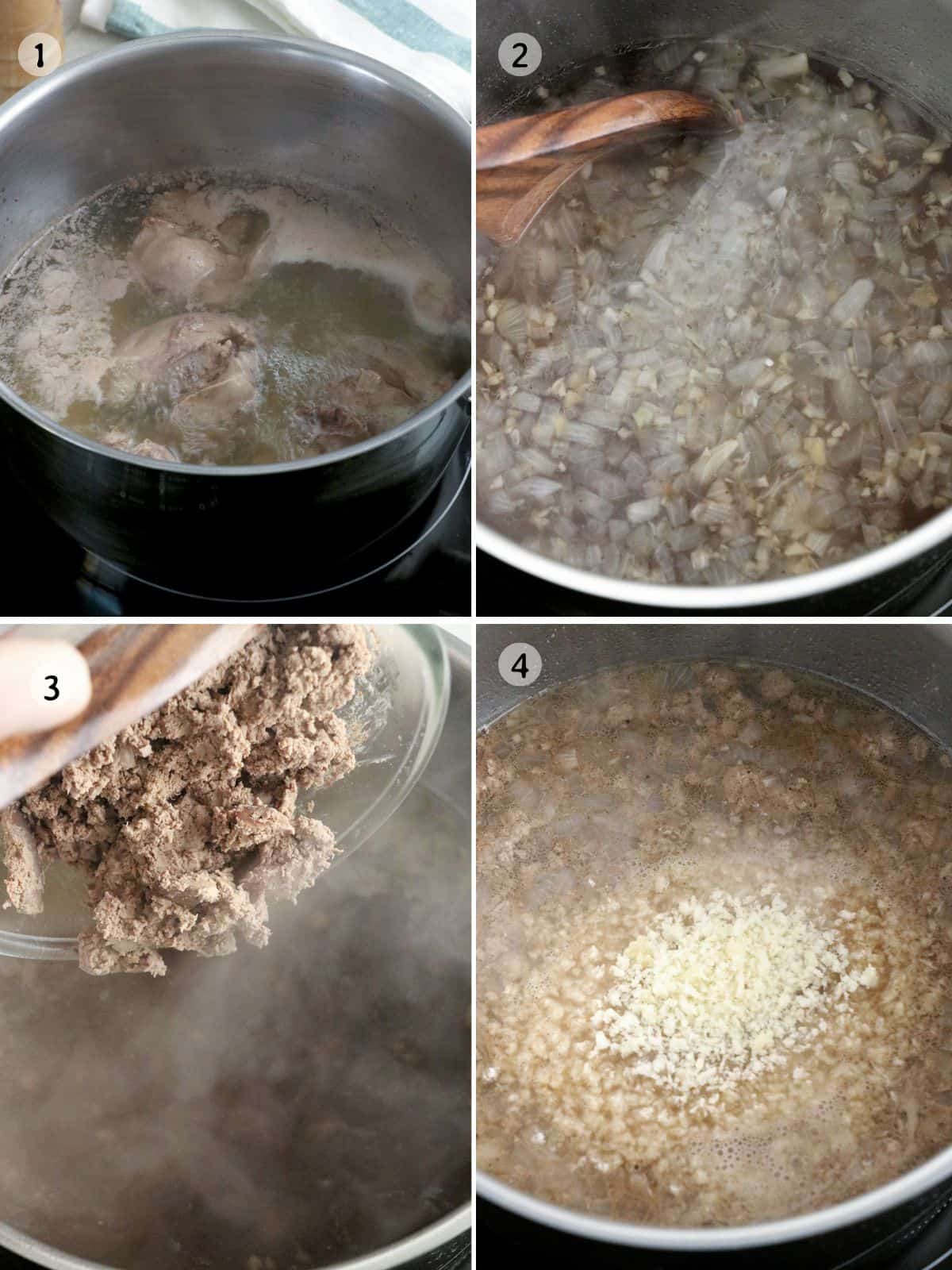 making lechon sarsa in a pot.