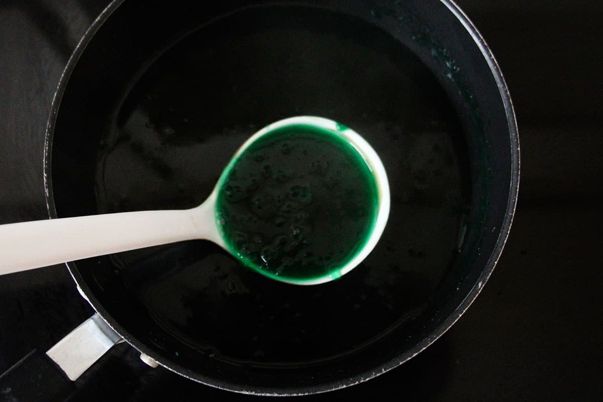 cooking gulaman in a pot