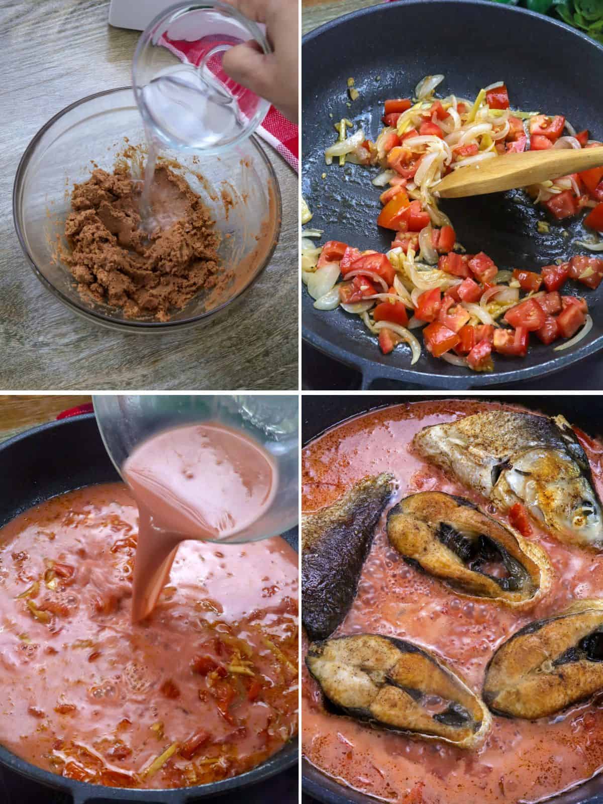 cooking totsong bangus in a pan