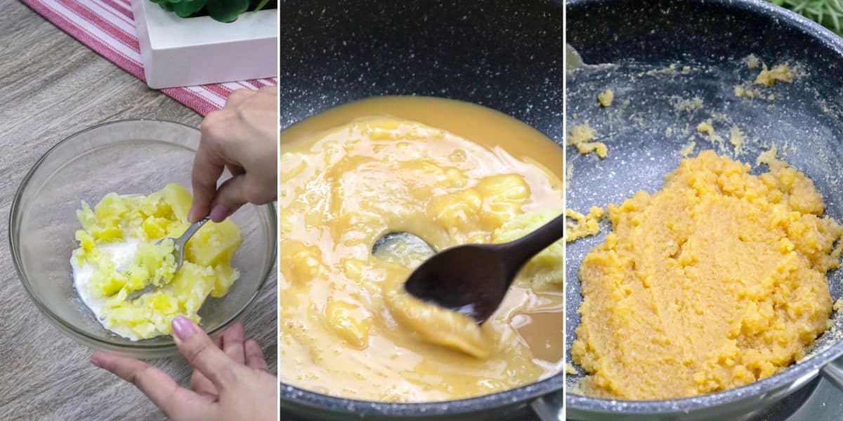 making yema filling in a pan.