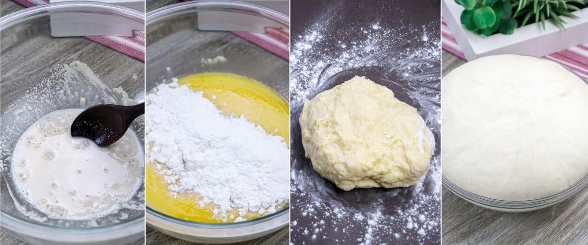 making bread dough.