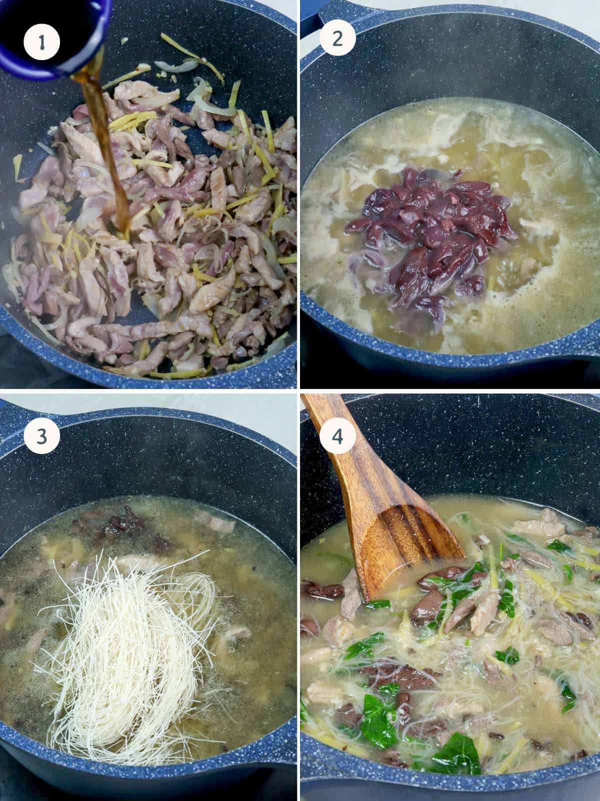 cooking Batchoy Tagalog in a pot.