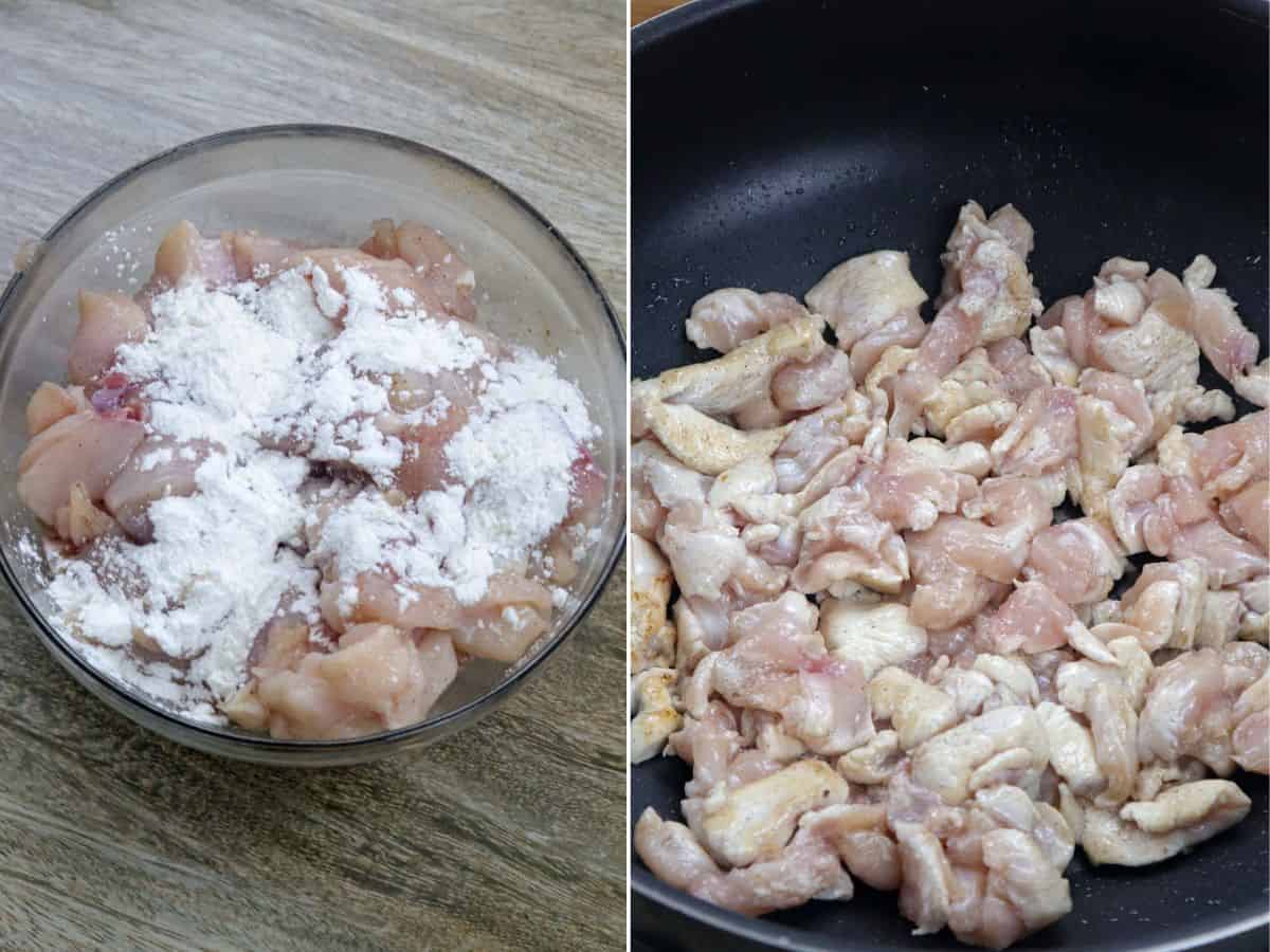 velveting chicken breast.