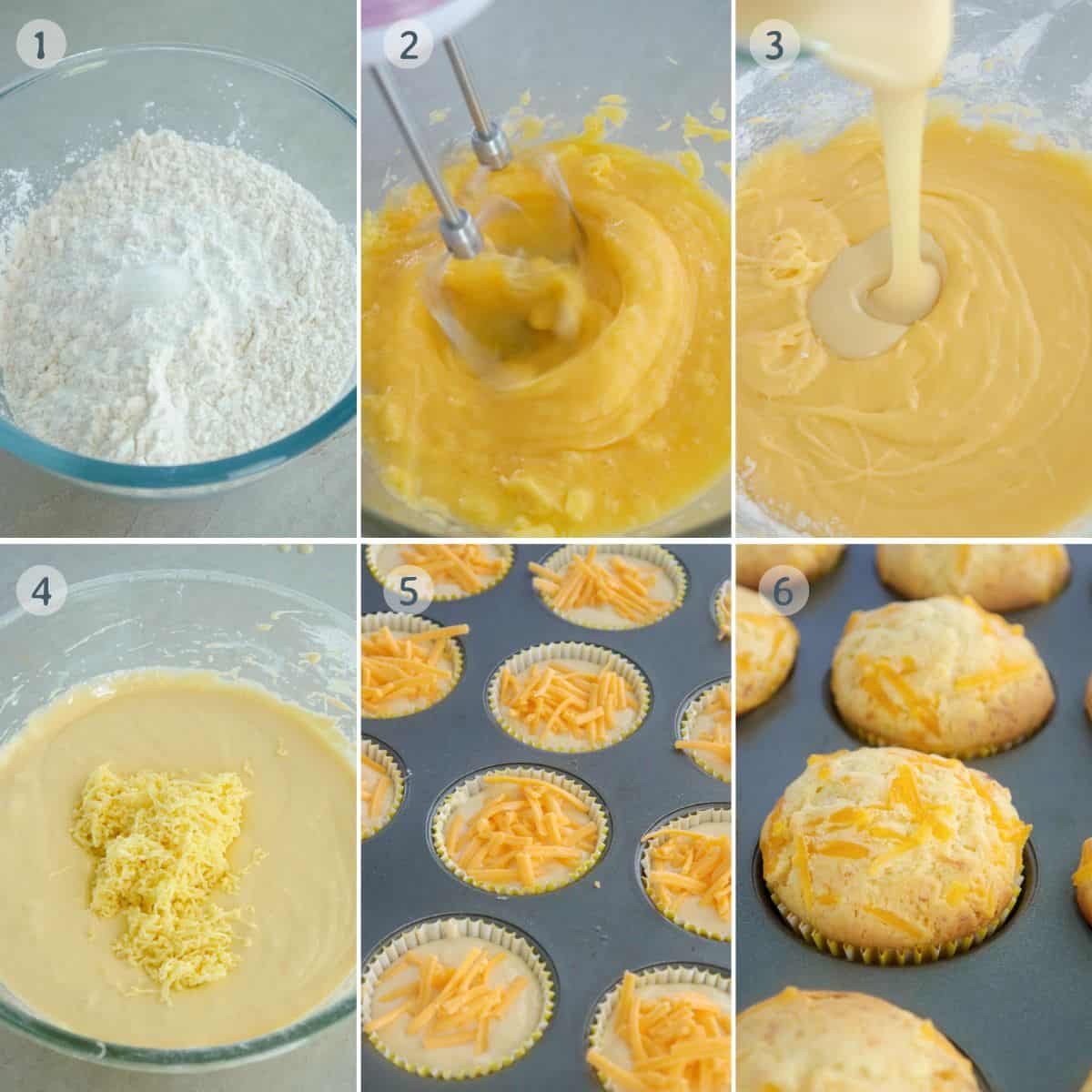 making cheese cupcake batter in bowl.