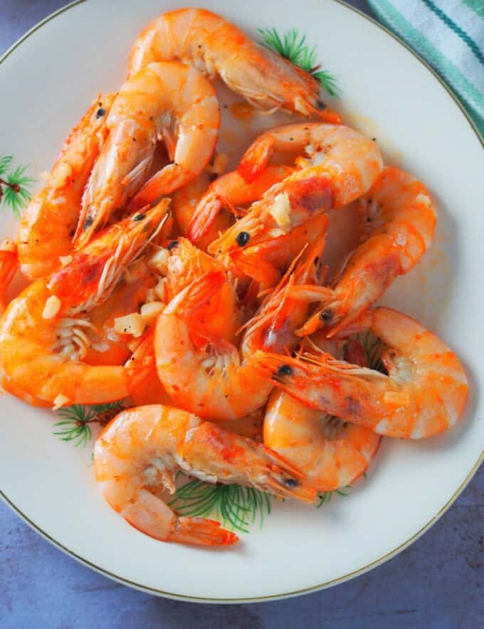 Halabos na Hipon on a white serving platter.